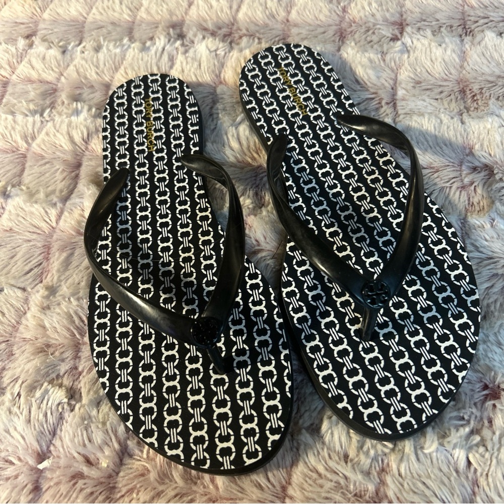 Tory Burch Black and White Patterned Sandals size 6